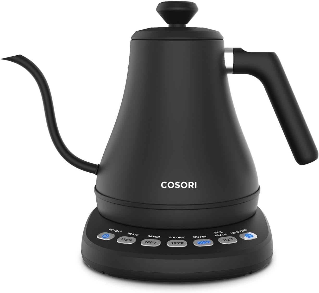 COSORI Electric Gooseneck Kettle with 5 Temperature Control Presets, Pour Over Kettle for Coffee & Tea, Hot Water Boiler, 100% Stainless Steel Inner Lid & Bottom, 1200W/0.8L-0