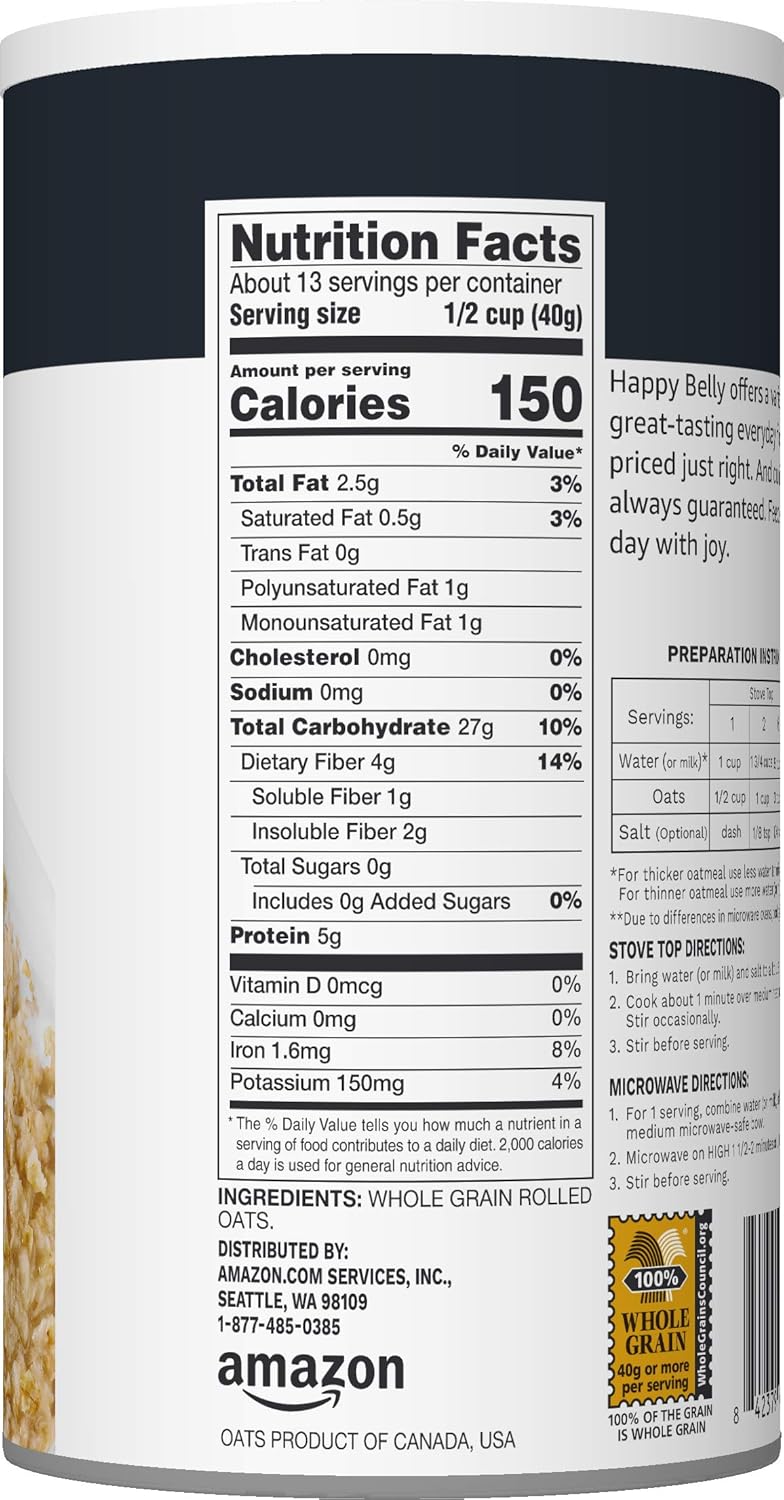 Amazon Brand - Happy Belly Quick Cook Oats, 1.12 pound (Pack of 1)-5