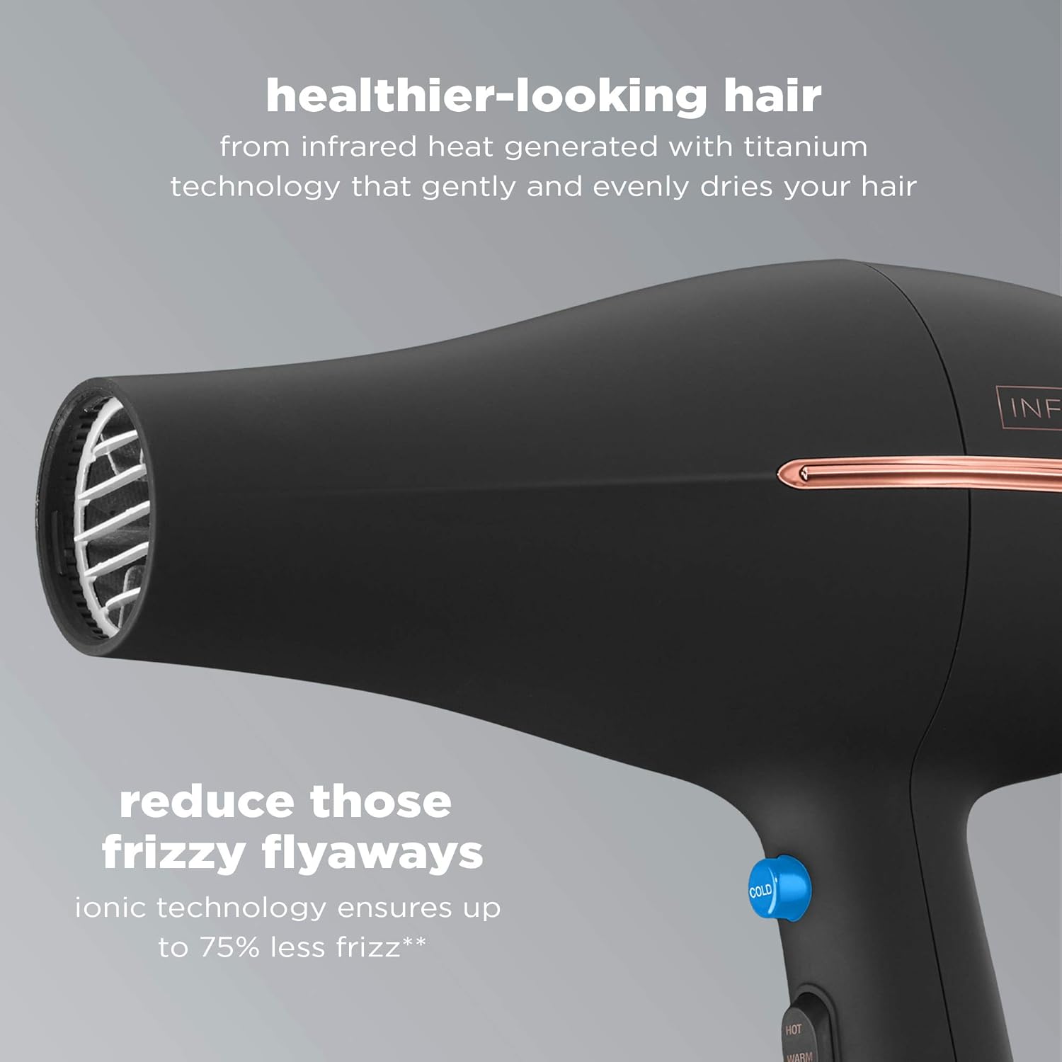 INFINITIPRO BY CONAIR Hair Dryer with Diffuser | AC Motor Pro Hair Dryer with Ceramic Technology | Includes Diffuser and Concentrator | Black | Packaging May Vary-3