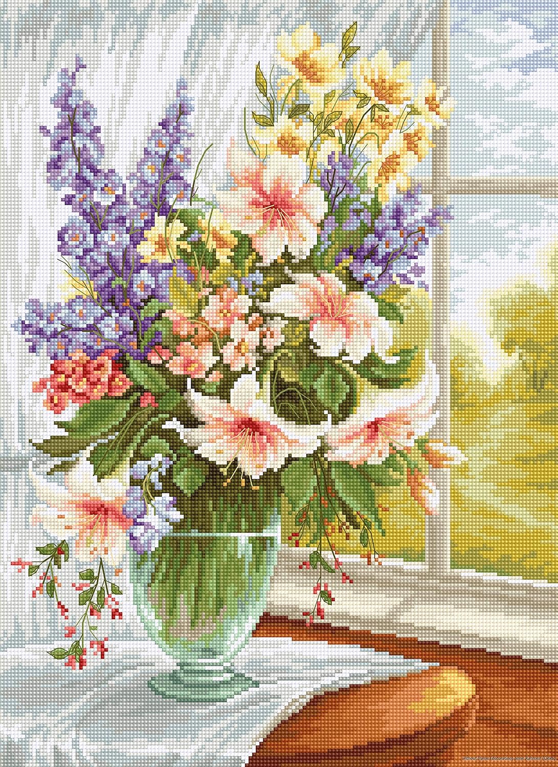 Luca-S Counted Cross Stitch kit Lilies at The Window 25x34cm-0