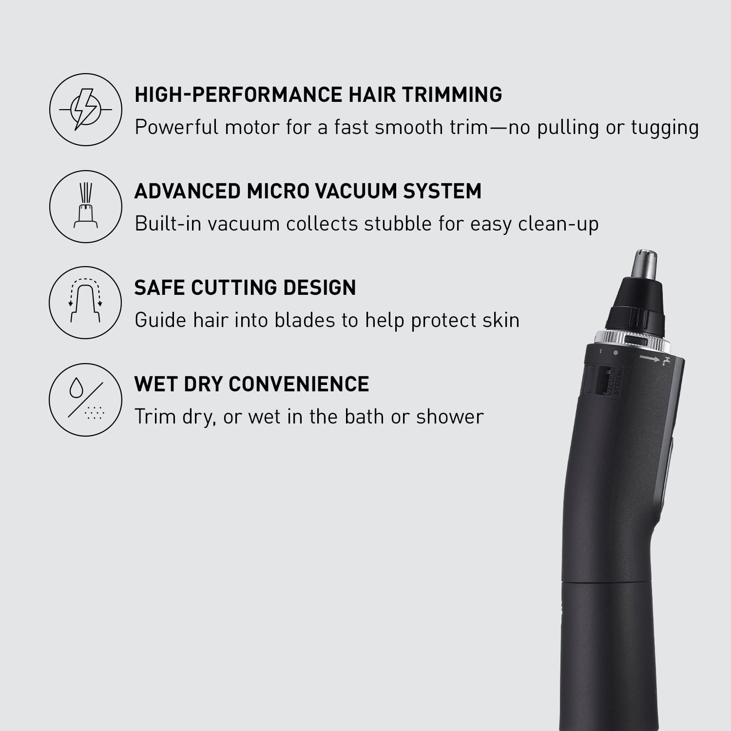 Panasonic Ear and Nose Hair Trimmer for Men with Vacuum Cleaning System, Powerful Motor and Dual-Edge Blades for Smoother Cutting, Wet/Dry – ER-GN70-K (Black)-1