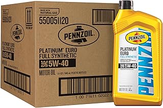 Pennzoil Platinum Euro Full Synthetic 5W-40 Motor Oil, 1 Quart (6 Pack)