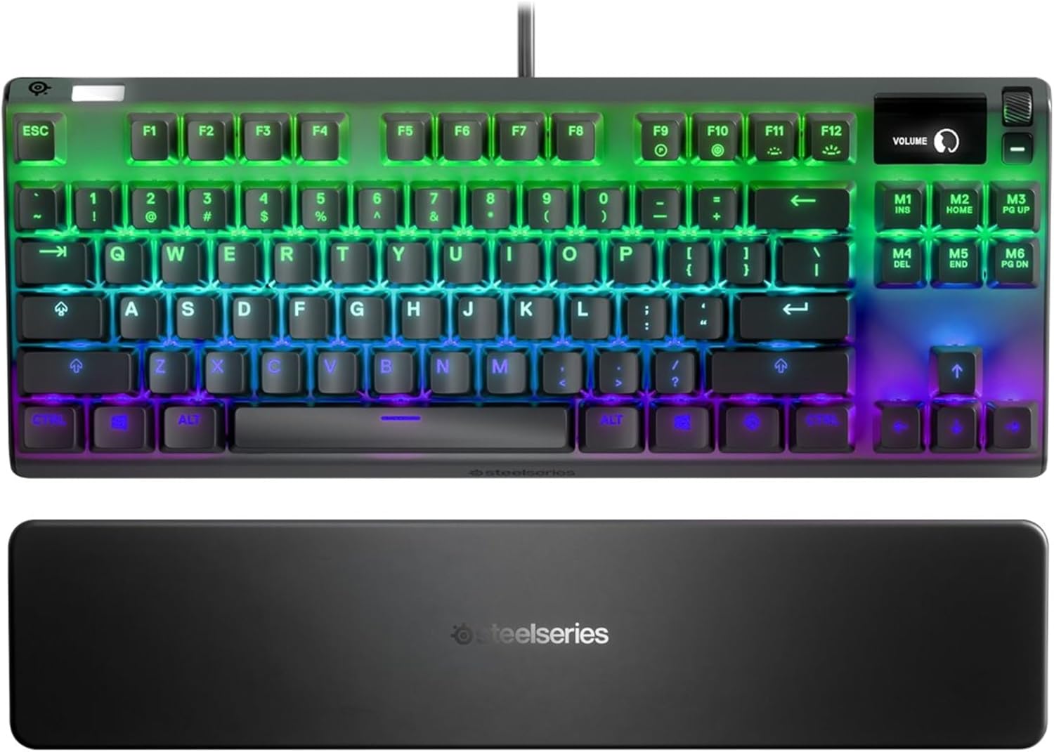 SteelSeries Apex 7 TKL Compact Mechanical Gaming Keyboard – OLED Smart Display – USB Passthrough and Media Controls – Linear and Quiet – RGB Backlit (Red Switch)-0