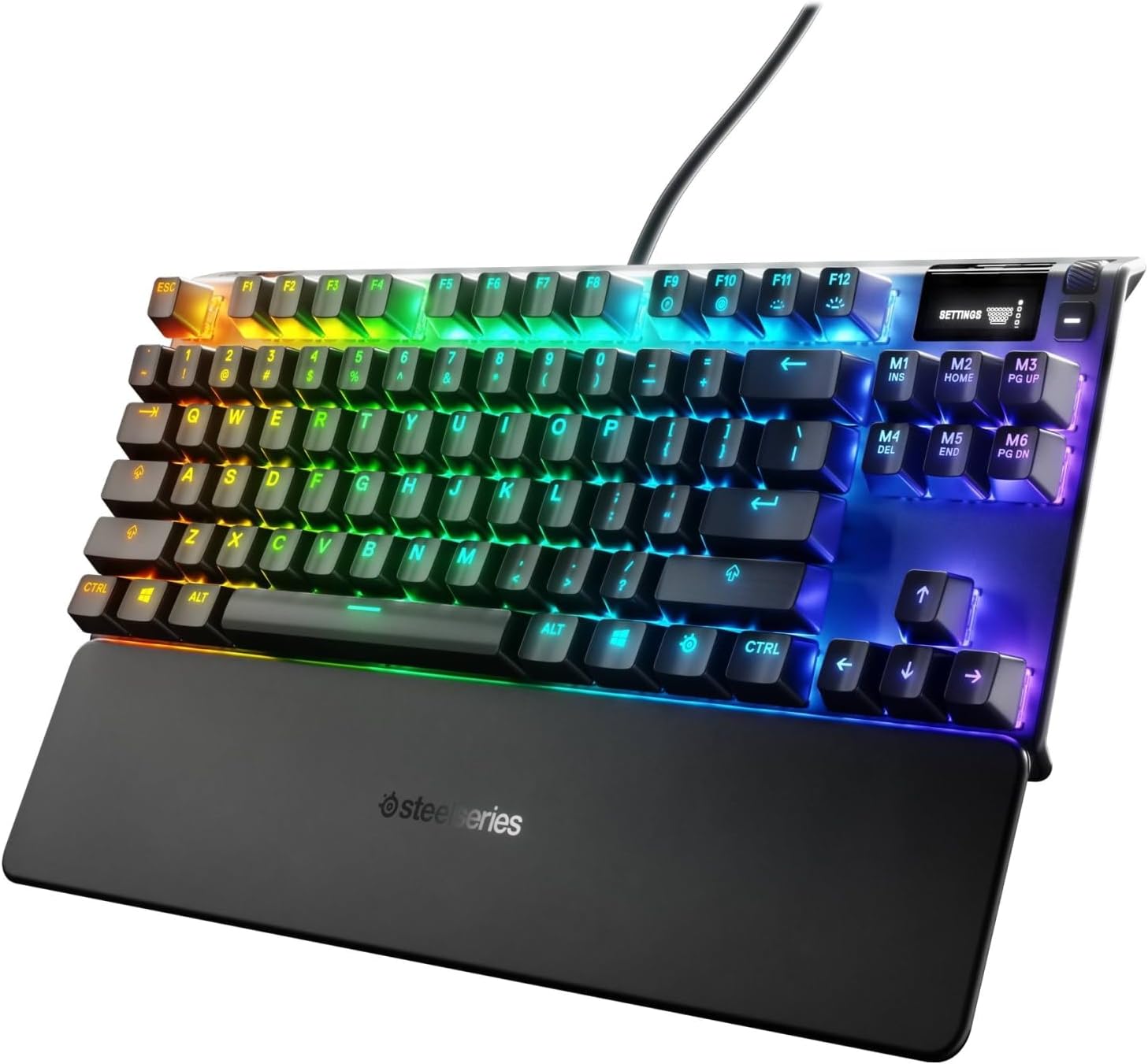 SteelSeries Apex 7 TKL Compact Mechanical Gaming Keyboard – OLED Smart Display – USB Passthrough and Media Controls – Linear and Quiet – RGB Backlit (Red Switch)-1