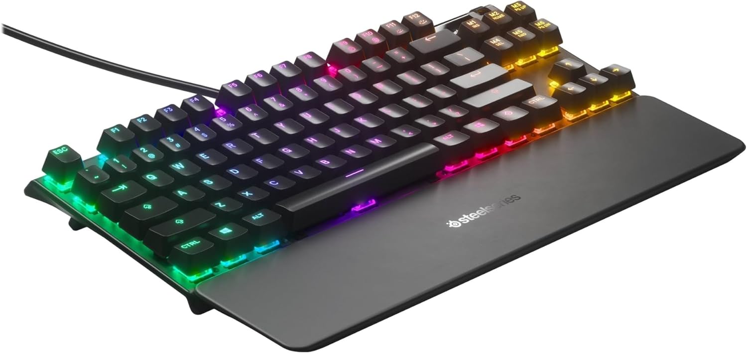 SteelSeries Apex 7 TKL Compact Mechanical Gaming Keyboard – OLED Smart Display – USB Passthrough and Media Controls – Linear and Quiet – RGB Backlit (Red Switch)-2