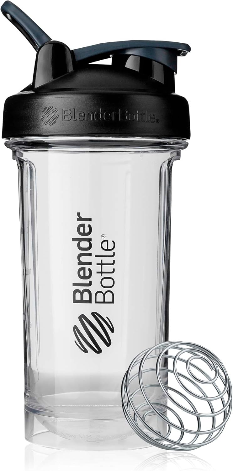 BlenderBottle Shaker Bottle Pro Series Perfect for Protein Shakes and Pre Workout, 24-Ounce, Black/Clear-0