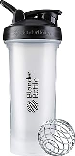 BlenderBottle Classic V2 Shaker Bottle Perfect for Protein Shakes and Pre Workout, 28-Ounce, Clear/Black