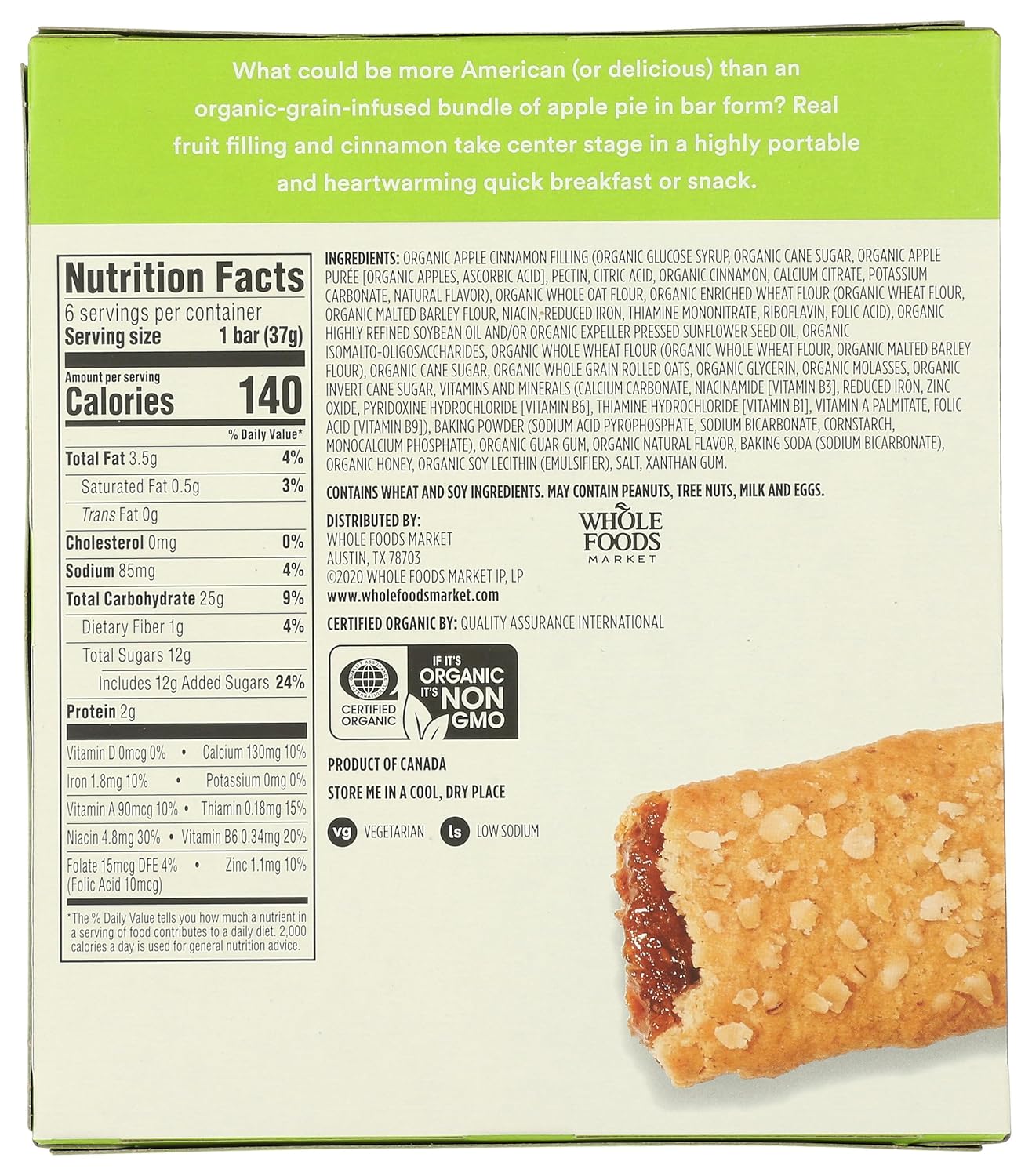 365 by Whole Foods Market, Organic Apple Cereal Bar 6 Count, 7.8 Ounce-1