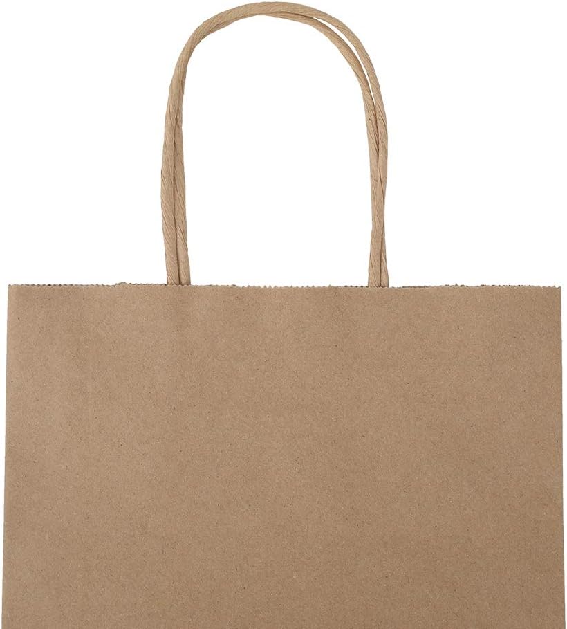 bagmad 100 Pack 8x4.75x10 inch Plain Medium Paper Bags with Handles Bulk, Brown Kraft Bags, Craft Gift Bags, Grocery Shopping Retail Bags, Birthday Party Favors Wedding Bags Sacks (Brown, 100pcs)-3