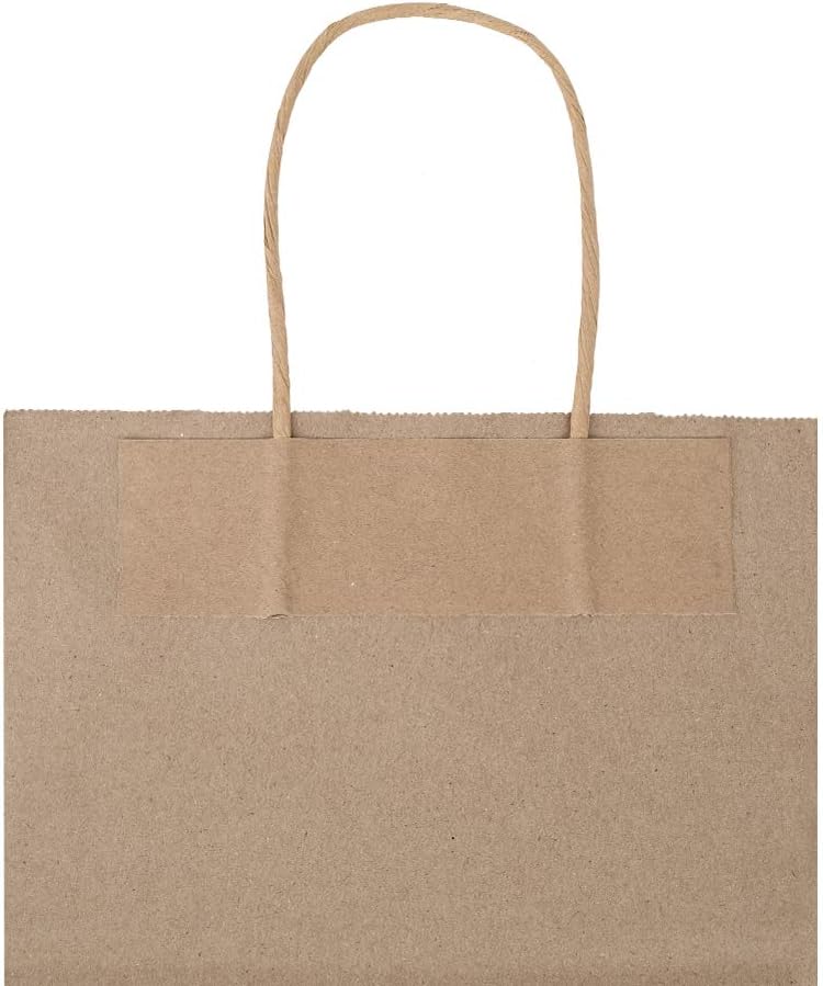 bagmad 100 Pack 8x4.75x10 inch Plain Medium Paper Bags with Handles Bulk, Brown Kraft Bags, Craft Gift Bags, Grocery Shopping Retail Bags, Birthday Party Favors Wedding Bags Sacks (Brown, 100pcs)-4