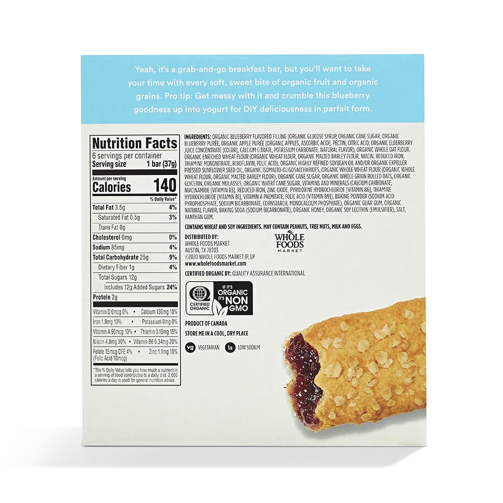 365 by Whole Foods Market, Organic Blueberry Cereal Bar 6 Count, 7.8 Ounce-1