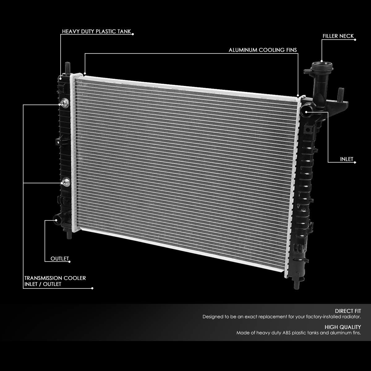 ‎DNA Motoring OEM-RA-13007 Factory Style Full Aluminum Core Cooling Radiator Compatible With 08-17 Enclave / 09-17 Traverse V6 Models-1