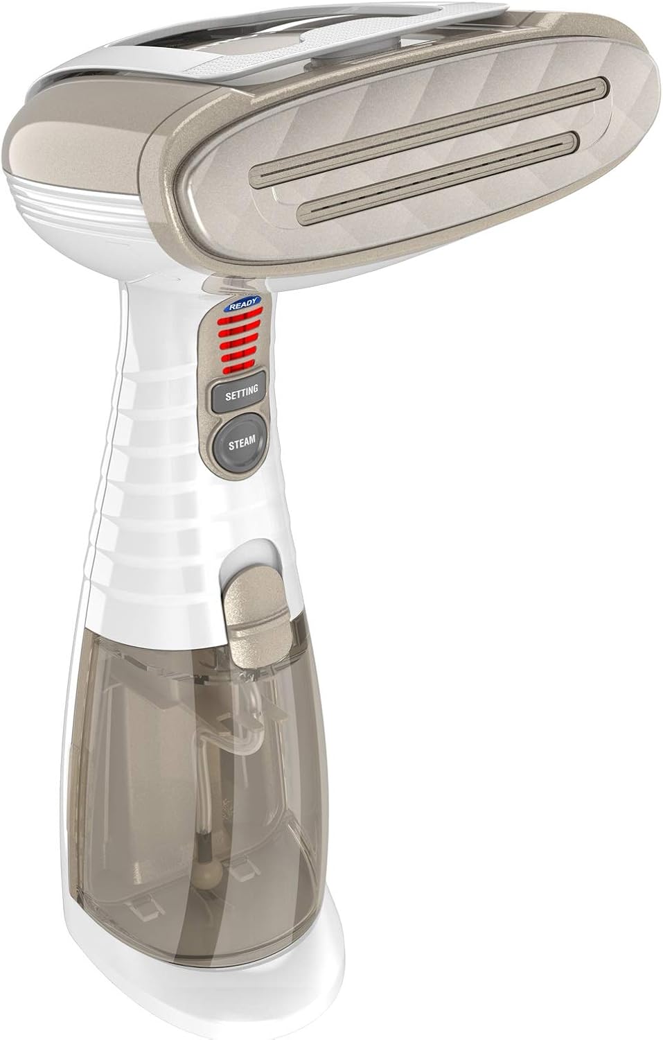 Conair Handheld Garment Steamer for Clothes, Turbo ExtremeSteam 1875W, Portable Handheld Design, Strong Penetrating Steam, White / Champagne-0