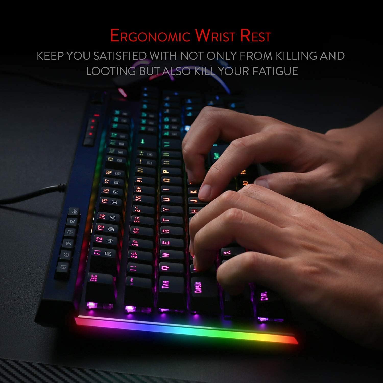 Redragon K580 VATA RGB LED Backlit Mechanical Gaming Keyboard with Macro Keys & Dedicated Media Controls, Hot-Swappable Socket, Onboard Macro Recording (Brown Switches)-6