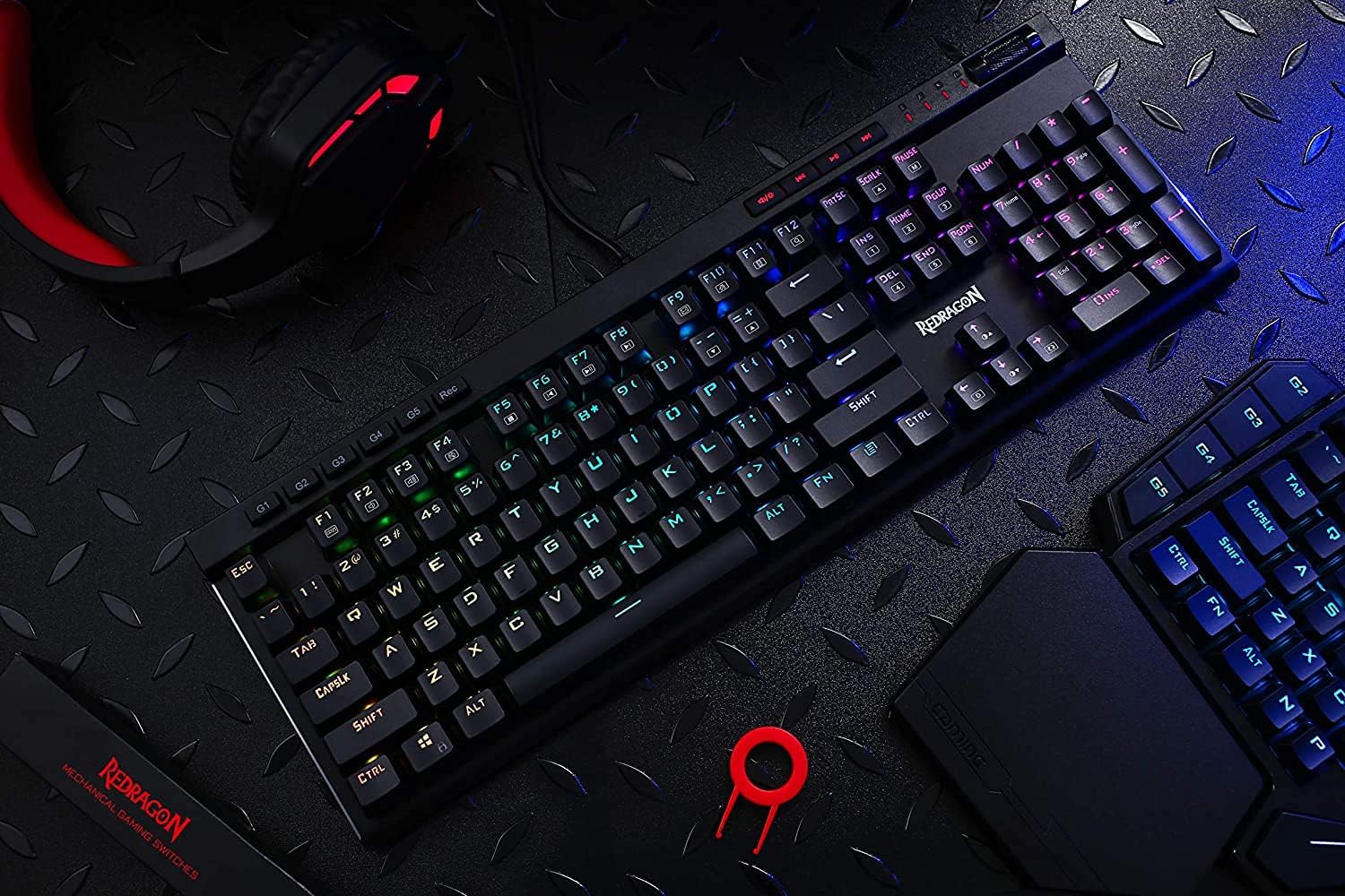 Redragon K580 VATA RGB LED Backlit Mechanical Gaming Keyboard with Macro Keys & Dedicated Media Controls, Hot-Swappable Socket, Onboard Macro Recording (Brown Switches)-7