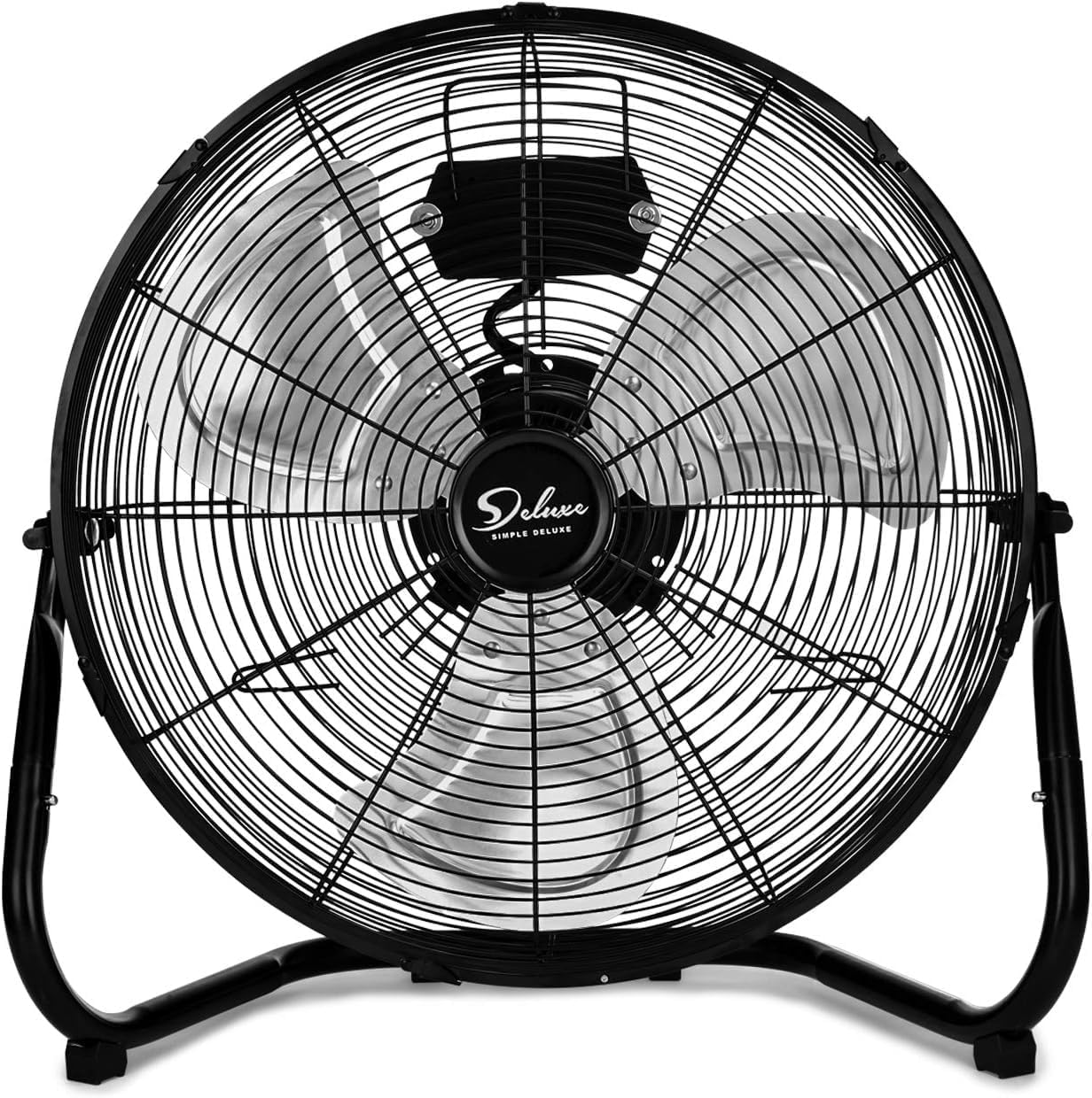 Simple Deluxe 20 Inch 3-Speed High Velocity Heavy Duty Metal Industrial Floor Fans Quiet for Home, Commercial, Residential, and Greenhouse Use, Outdoor/Indoor, Black, 1-Pack-0