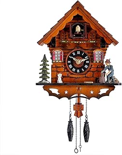 Kintrot Cuckoo Clock Traditional Black Forest Clock Antique Wooden Pendulum Quartz Wall Clock