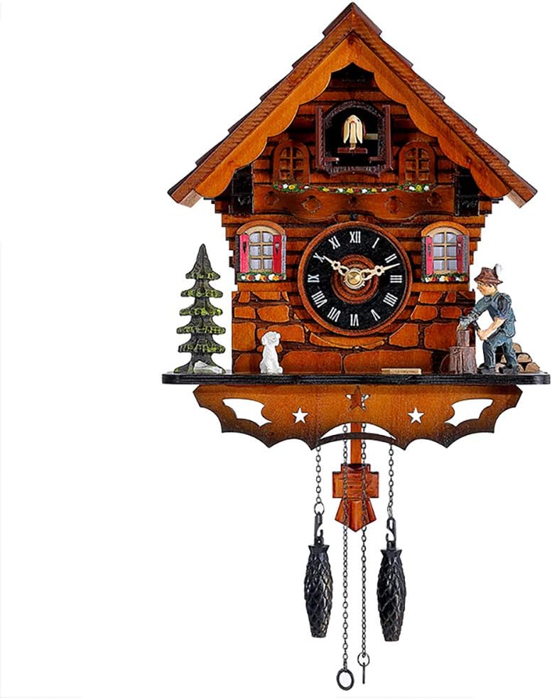 Kintrot Cuckoo Clock Traditional Black Forest Clock Antique Wooden Pendulum Quartz Wall Clock-0