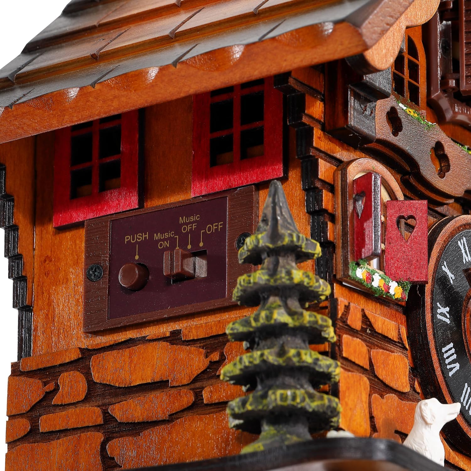 Kintrot Cuckoo Clock Traditional Black Forest Clock Antique Wooden Pendulum Quartz Wall Clock-3