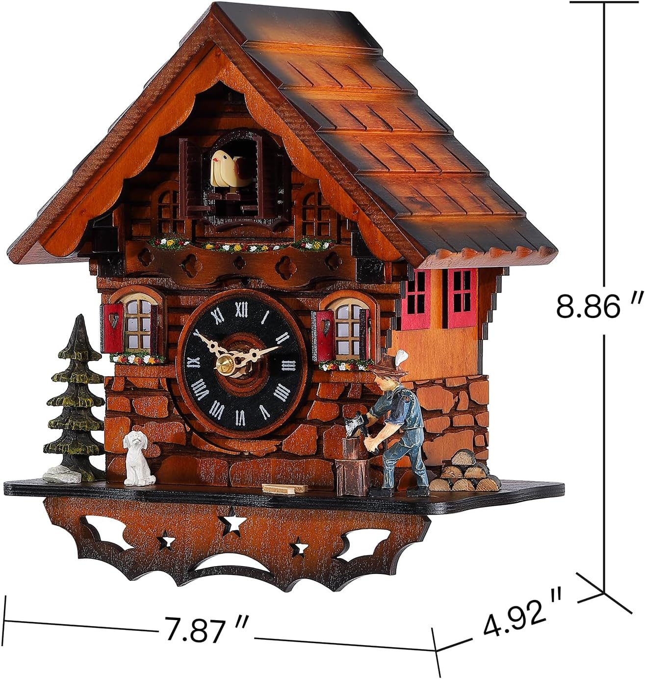 Kintrot Cuckoo Clock Traditional Black Forest Clock Antique Wooden Pendulum Quartz Wall Clock-5