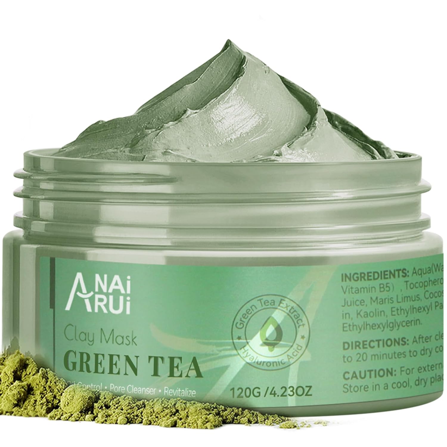 ANAI RUI Green Tea Mask, Clay Mask for Poreless Deep Cleanse, Green Tea Face Mask Blackhead Remover with Kaolin, Aloe, Collagen, Pore Minimizer, Hydrating, Moisturizing-0