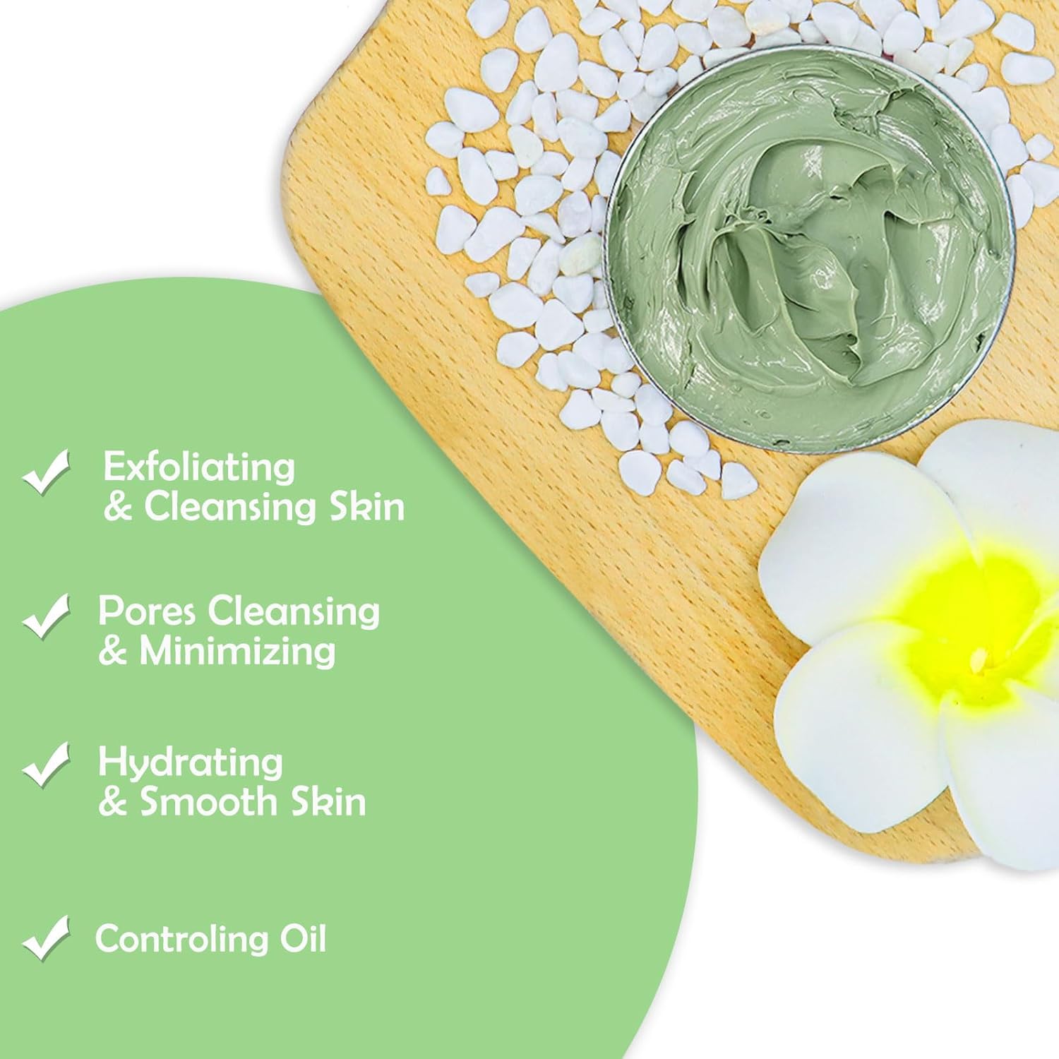 ANAI RUI Green Tea Mask, Clay Mask for Poreless Deep Cleanse, Green Tea Face Mask Blackhead Remover with Kaolin, Aloe, Collagen, Pore Minimizer, Hydrating, Moisturizing-3