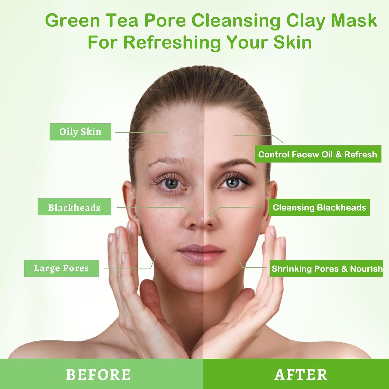 ANAI RUI Green Tea Mask, Clay Mask for Poreless Deep Cleanse, Green Tea Face Mask Blackhead Remover with Kaolin, Aloe, Collagen, Pore Minimizer, Hydrating, Moisturizing-5