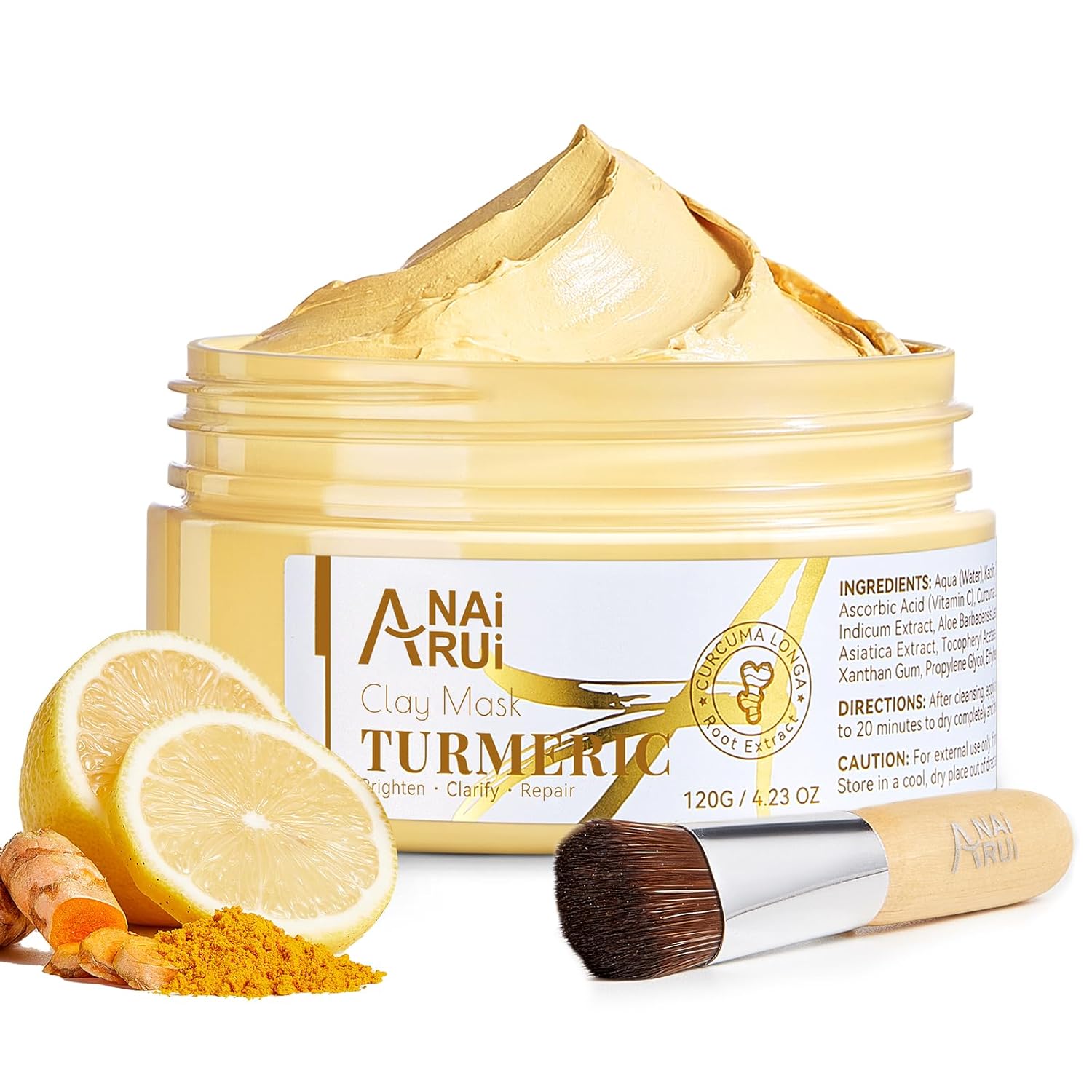 ANAI RUI Vitamin C Face Mask with Turmeric and Kaolin Clay for Dark Spots, Dull Skin, Skincare Facial Mask for Refining Pores and Controlling Oil, Smooth & Radiant Skin, 4.23 OZ-0