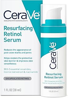 CeraVe Resurfacing Retinol Serum For Post Acne Marks, Formulated With Licorice Root Extract & Niacinamide, Brightening Serum & Pore Minimizer For Face, Post Acne Skin Barrier Repair, Non-Comedogenic