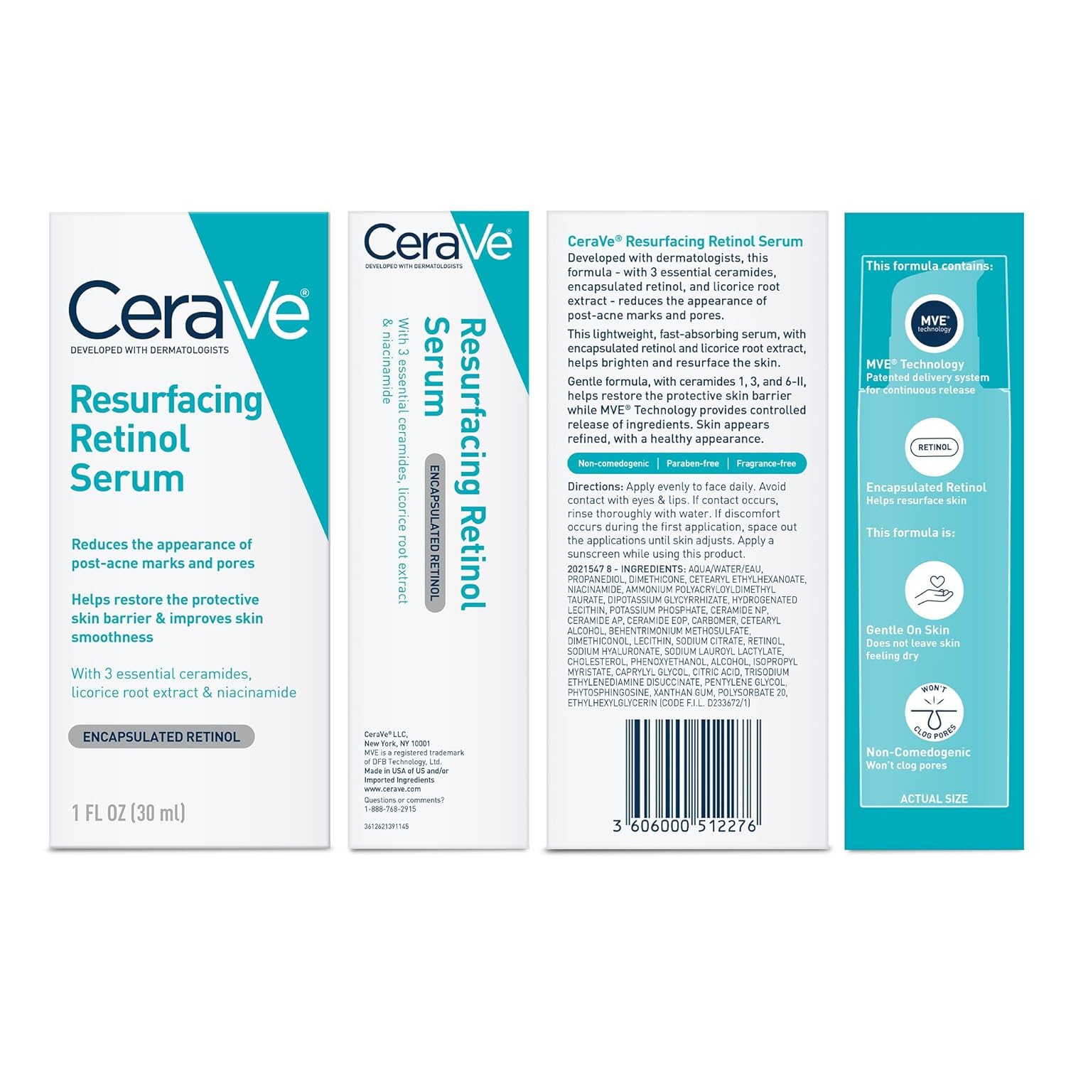 CeraVe Resurfacing Retinol Serum For Post Acne Marks, Formulated With Licorice Root Extract & Niacinamide, Brightening Serum & Pore Minimizer For Face, Post Acne Skin Barrier Repair, Non-Comedogenic-7