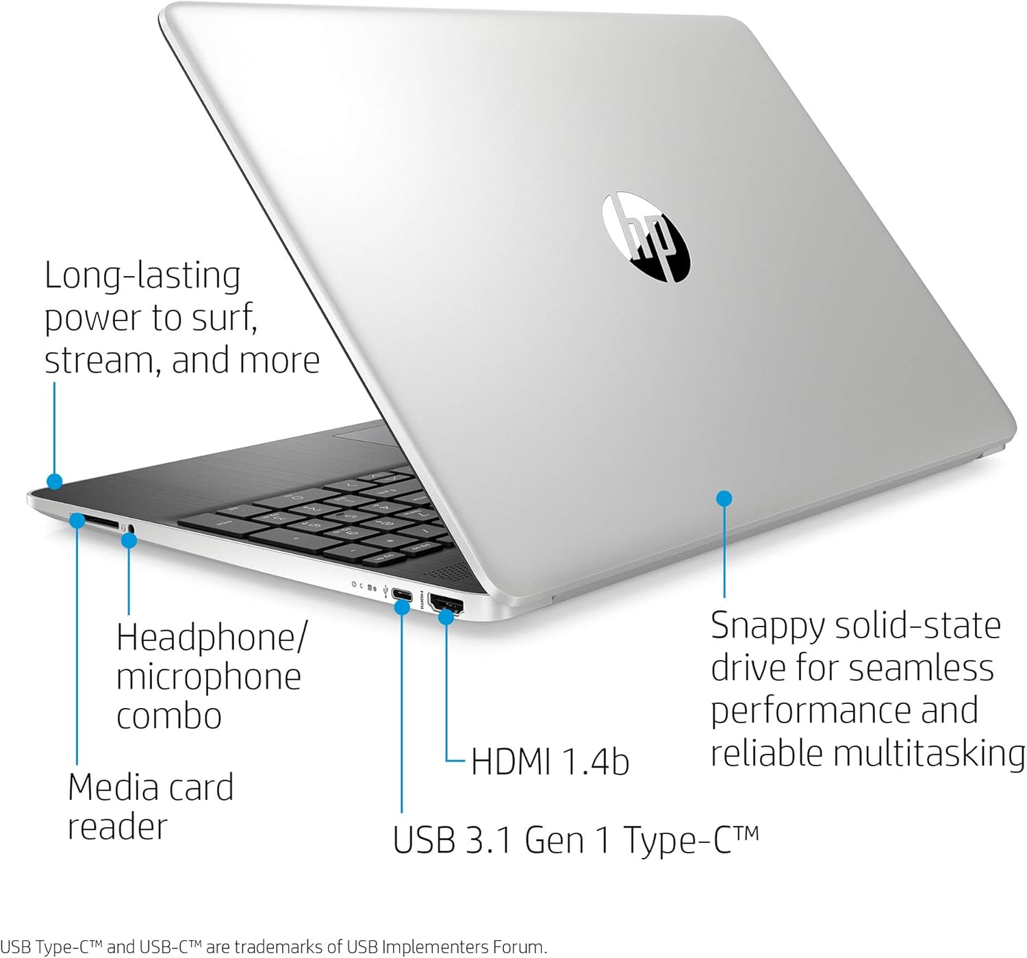 HP 15-Inch HD Touchscreen Laptop, 10th Gen Intel Core i3-1005G1, 4 GB SDRAM, 128 GB Solid-State Drive, Windows 10 Home in S Mode (15-dy1010nr, Natural Silver), 15-15.99 inches-2