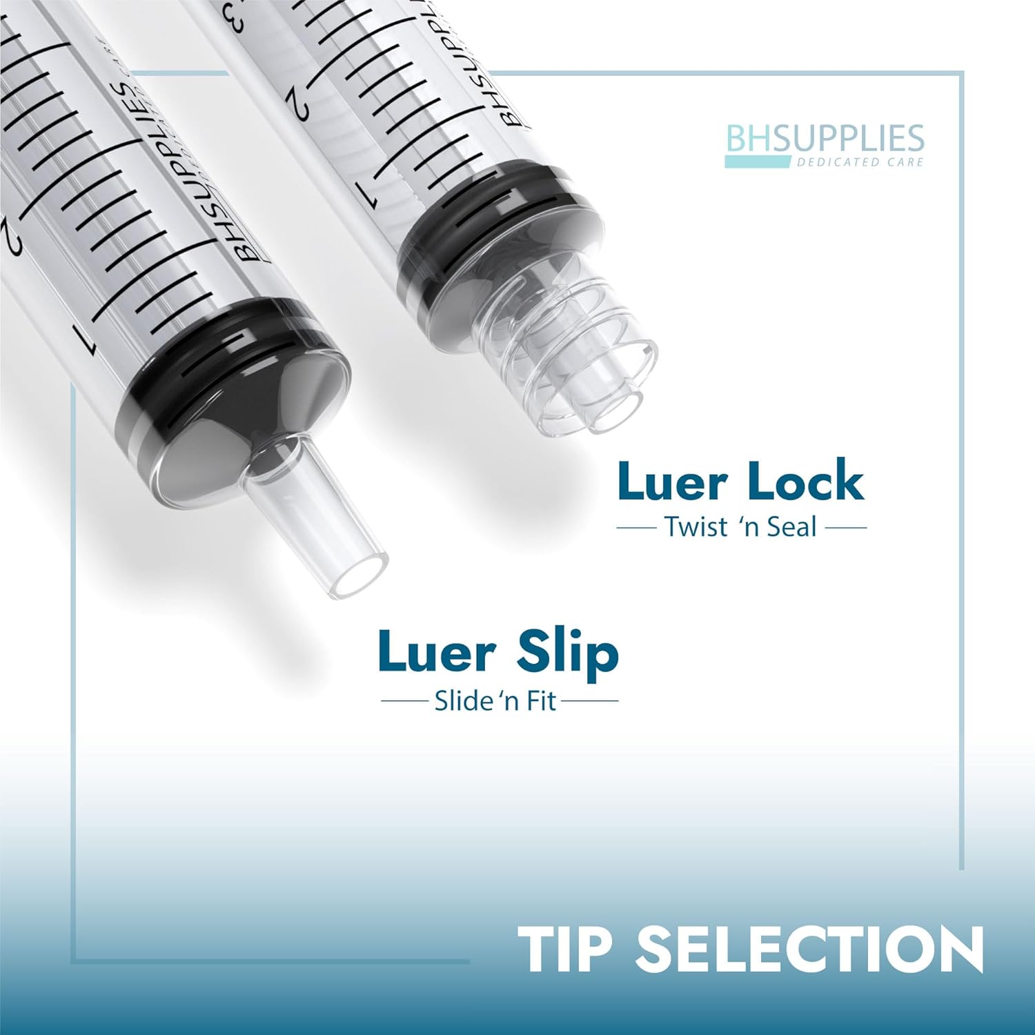 BH Supplies 1ml Luer Lock Tip Syringes (No Needle) - Sterile, Individually Wrapped - 100 Syringes-1