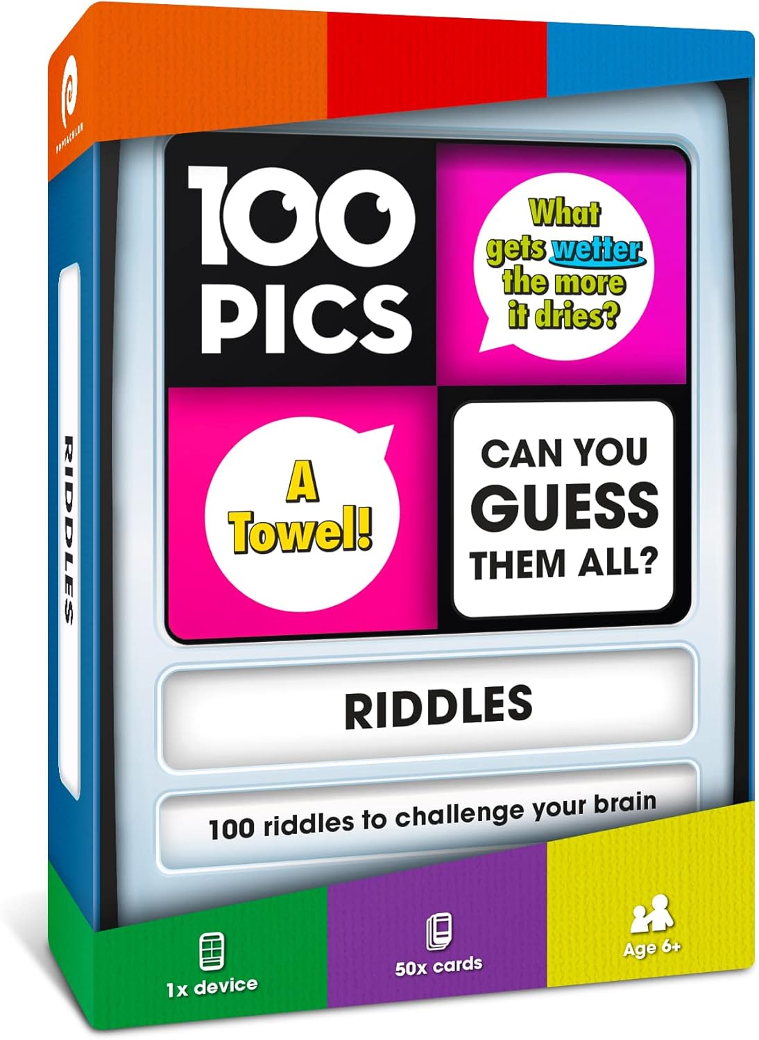 100 PICS Riddles Travel Game - Guess 100 Riddles | Flash Cards with Slide Reveal Case | Card Game, Gift, Stocking Stuffer | Fun for Kids and Adults | Ages 6+-0