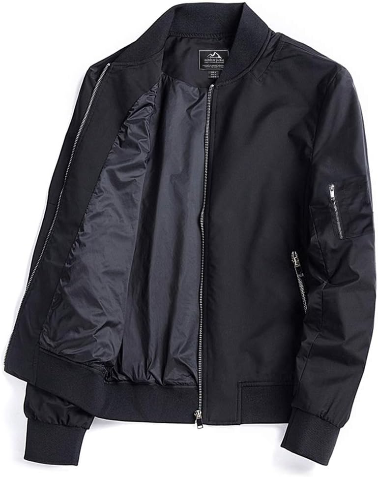 TACVASEN Men's Bomber Jacket Lightweight Casual Spring Fall Windbreaker Zip Up Coat with Pocket-6