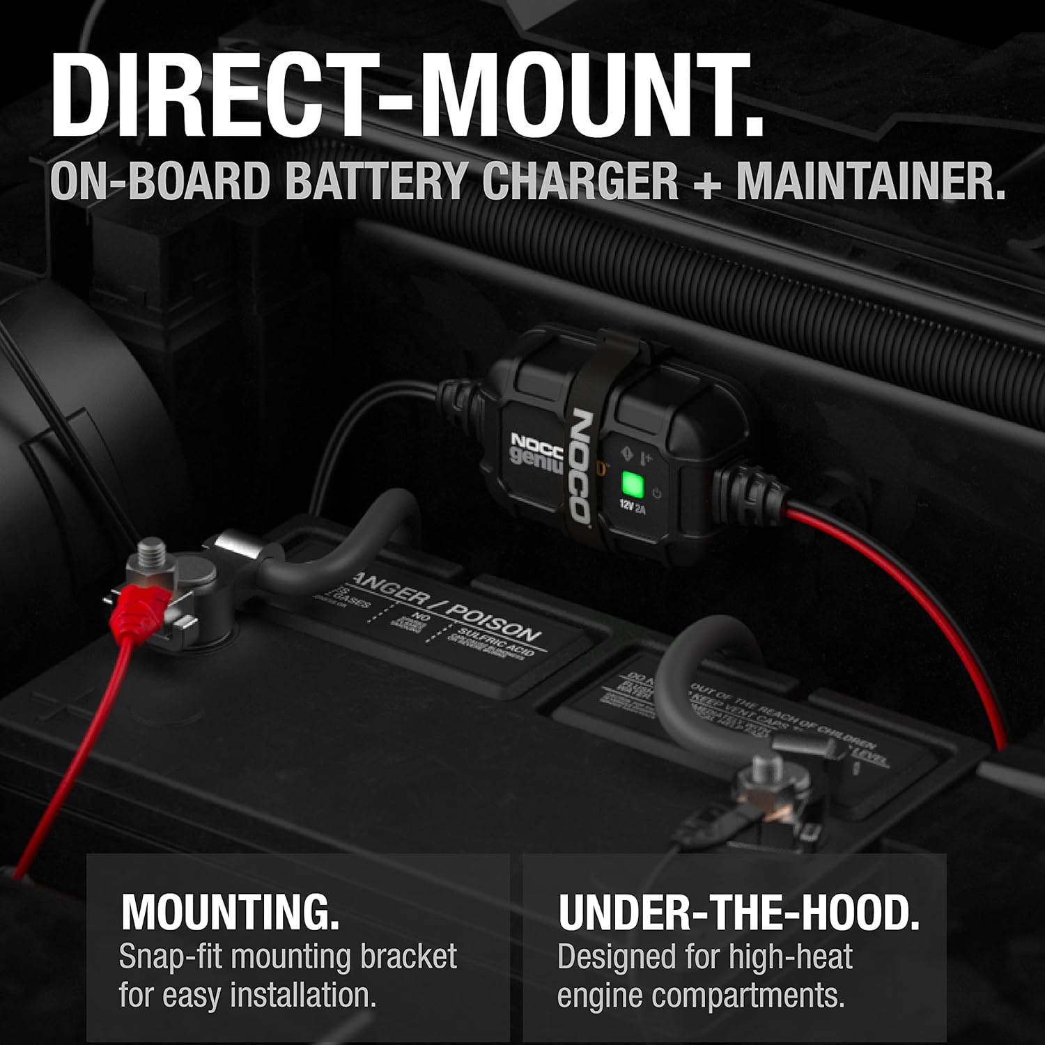 NOCO GENIUS2D, 2A Direct-Mount Onboard Car Battery Charger, 12V Automotive Charger, Battery Maintainer, Trickle Charger, Float Charger and Desulfator for Marine, ATV, Truck and Deep Cycle Batteries-1