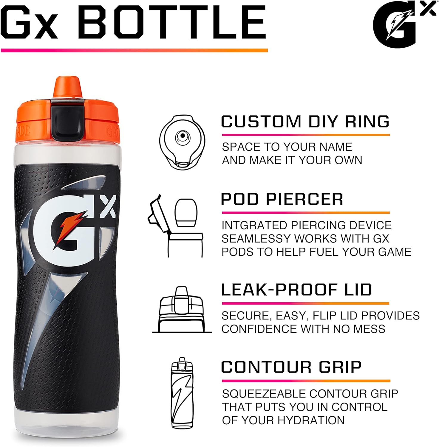 Gatorade Gx Bottle , Black, 30oz-1