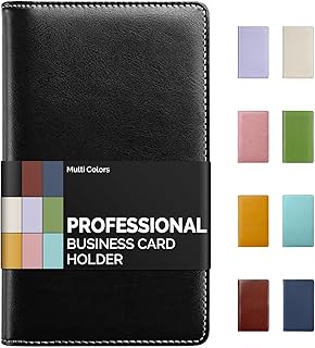 Sooez Sooez Leather Professional Business Card Book Holder Organizer, 240 Card Capacity PU Name Card Credit Cards Booklet (Black)