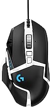 Logitech G502 Hero High Performance Gaming Mouse Special Edition, Hero 25K Sensor, 25 600 DPI, RGB, Adjustable Weights, 11 Programmable Buttons, On-Board Memory, PC/Mac - Black/White