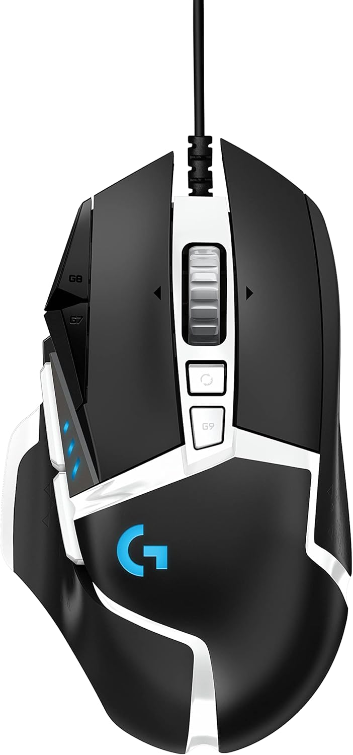 Logitech G502 Hero High Performance Gaming Mouse Special Edition, Hero 25K Sensor, 25 600 DPI, RGB, Adjustable Weights, 11 Programmable Buttons, On-Board Memory, PC/Mac - Black/White-0