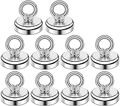 DIYMAG Magnetic Hooks 60 lbs(27 KG) Pulling Force Rare Earth Magnetic Hooks with Countersunk Hole Eyebolt for Home, Kitchen, Workplace, Office and Garage, 10 Packs