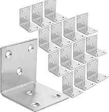 ASelected 22Pcs Stainless Steel Corner Brackets 2"x2"x2" Heavy Duty L Brackets for Wood 50MM 2Inch Wide Metal Corner Braces 90 Degree L Shape Joint Right Angle Brackets for Shelves Wooden Frame Bed