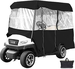 Happybuy Golf Cart Enclosure, 4-Person Golf Cart Cover, 4-Sided Fairway Deluxe, 300D Waterproof Driving Enclosure with Transparent Windows, Fit for EZGO, Club Car, Yamaha Cart