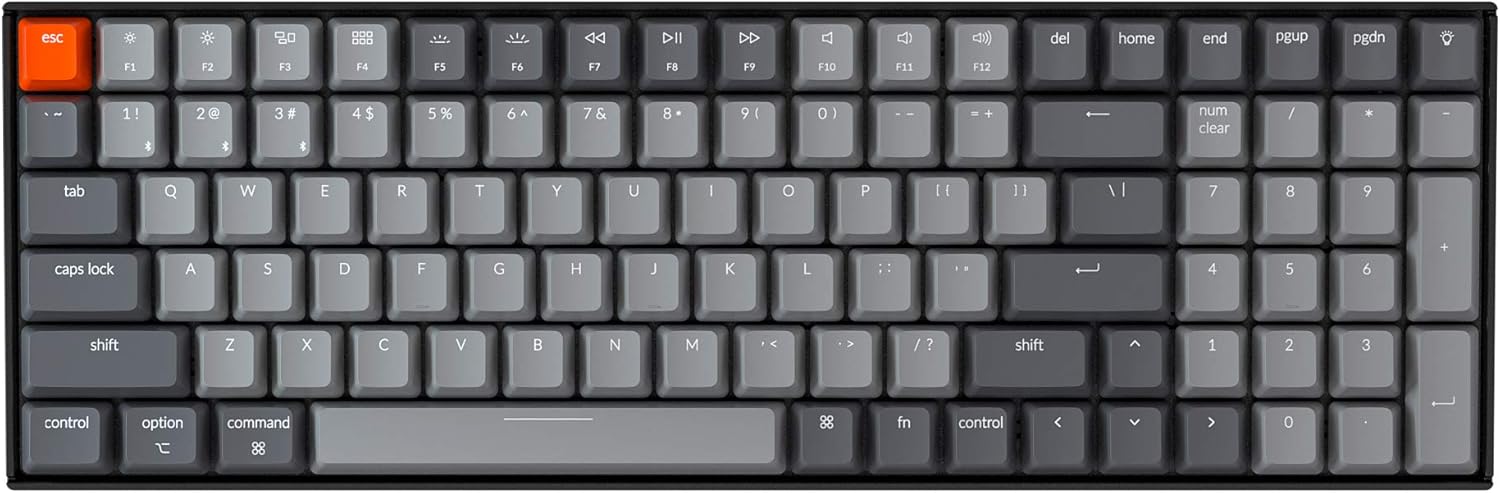 Keychron K4 96% Layout 100 Keys Wireless Bluetooth 5.1/Wired USB Mechanical Gaming Keyboard with Gateron G Pro Brown Switch White LED Backlight N-Key Rollover for Mac Windows PC-Version 2-0