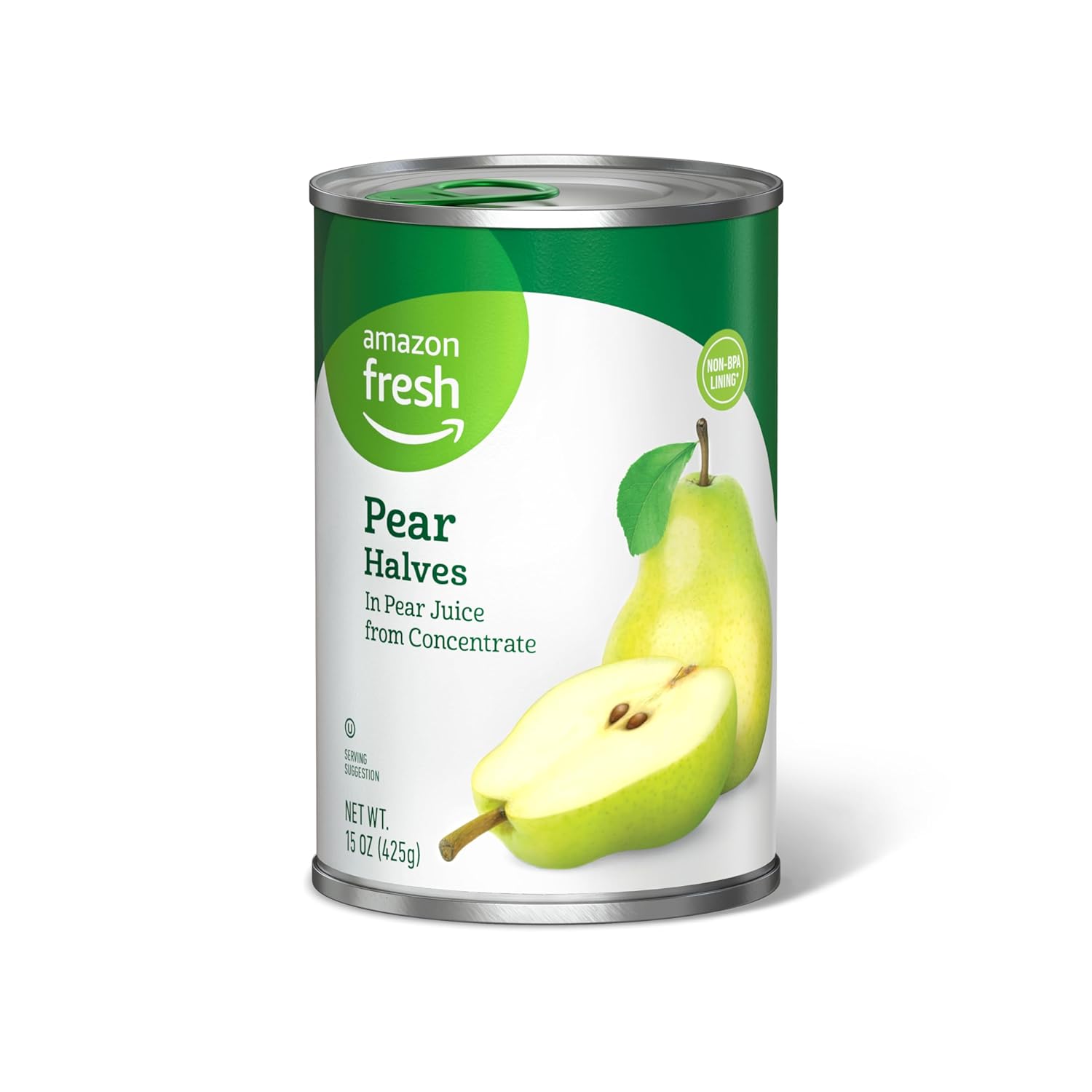 Amazon Fresh Brand, Canned Pear Halves in Pear Juice from Concentrate, 15 Oz (Previously Happy Belly, Packaging May Vary)-0