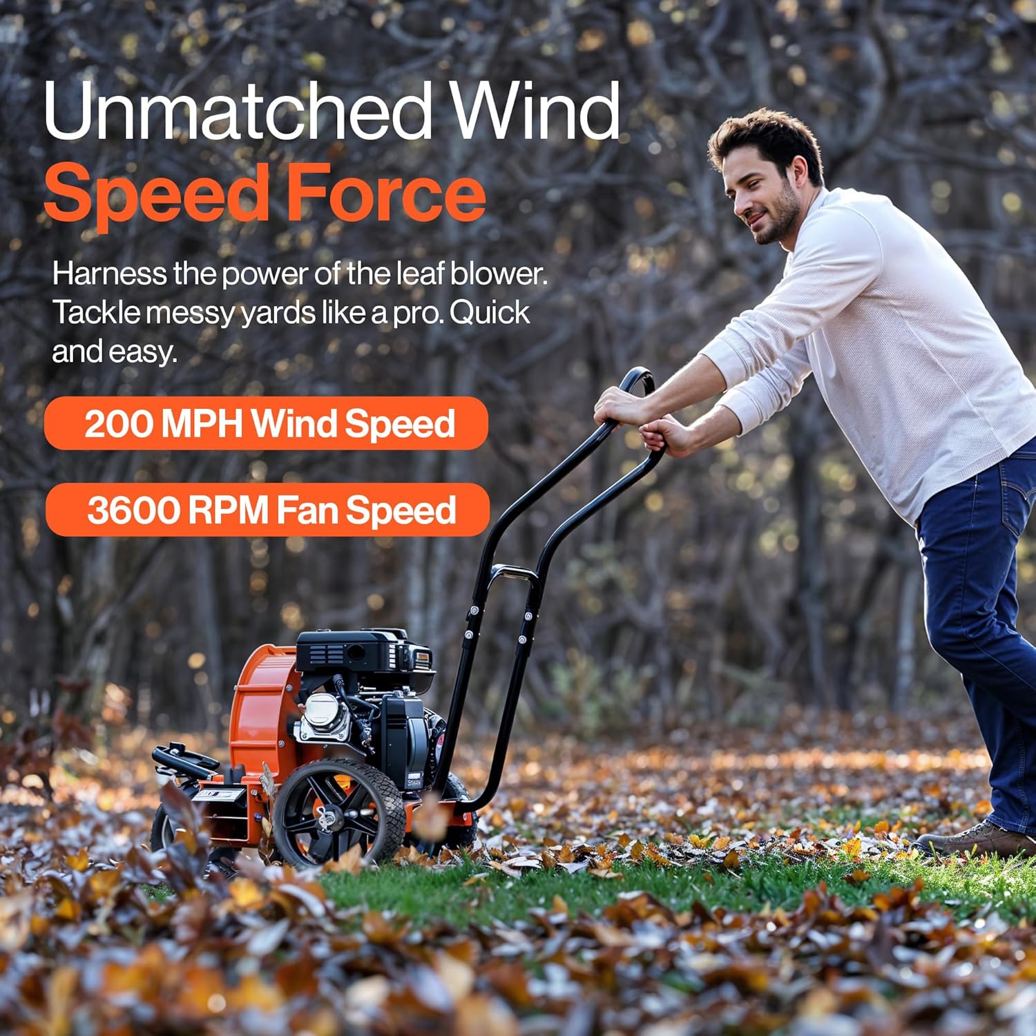 SuperHandy Walk Behind Leaf Blower, Wheeled Manual-Propelled, 7HP 209cc, 4 Stroke, Wind Force of 150 MPH / 1270 CFM at 3600RPM-1