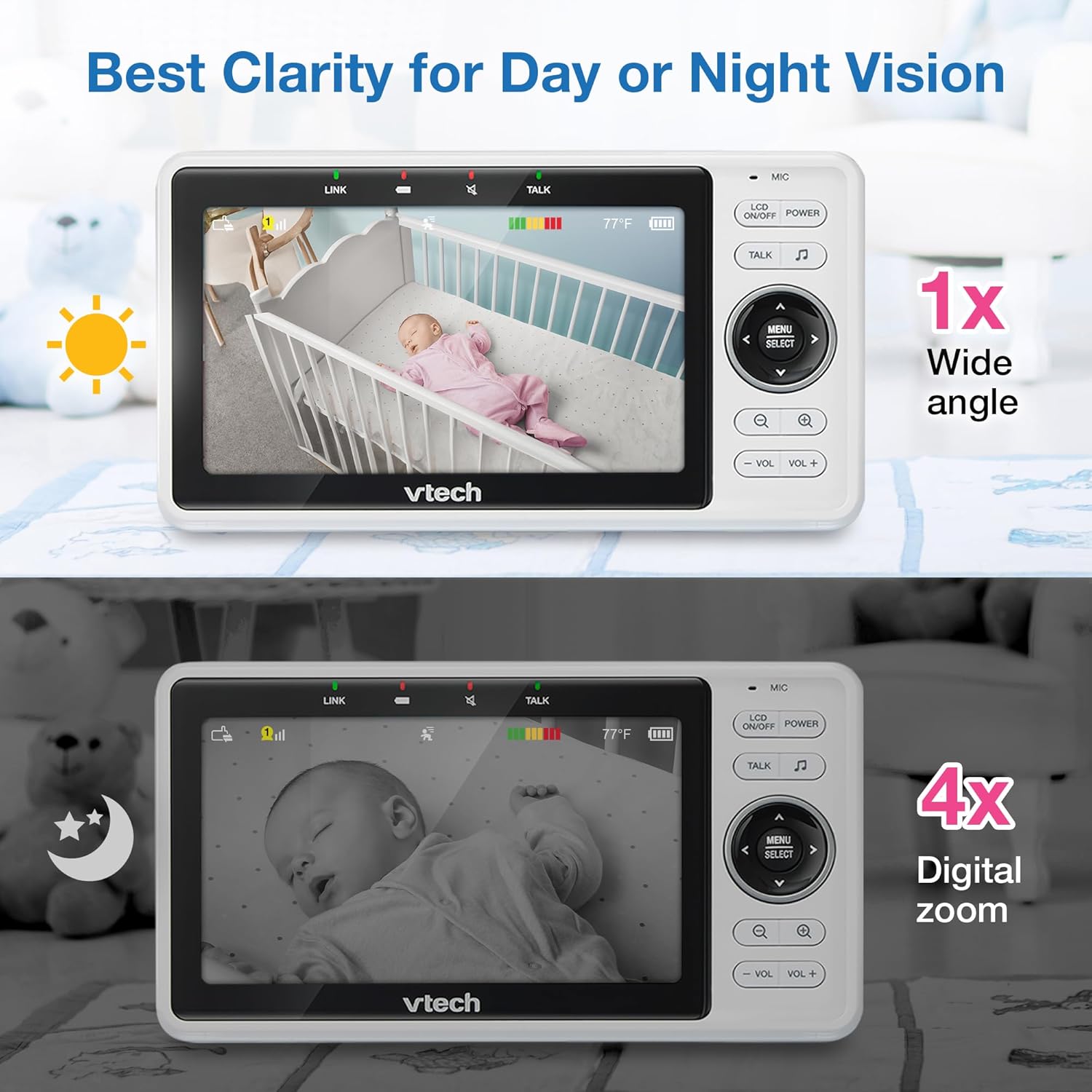 VTech Upgraded Smart WiFi Baby Monitor VM901, 5-inch 720p Display, 1080p Camera, HD NightVision, Fully Remote Pan Tilt Zoom, 2-Way Talk, Free Smart Phone App, Works with iOS, Android-5