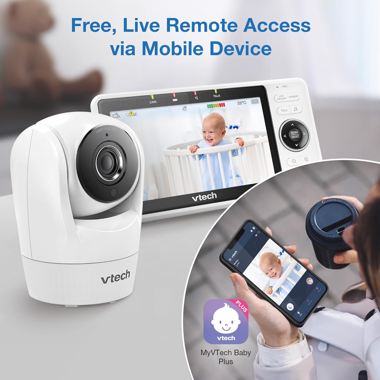 VTech Upgraded Smart WiFi Baby Monitor VM901, 5-inch 720p Display, 1080p Camera, HD NightVision, Fully Remote Pan Tilt Zoom, 2-Way Talk, Free Smart Phone App, Works with iOS, Android-6