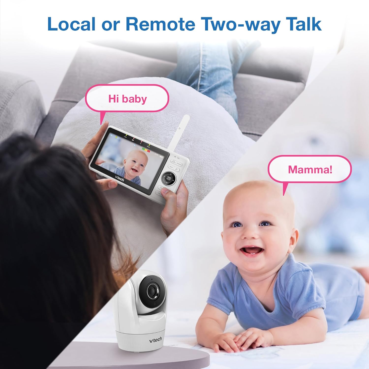 VTech Upgraded Smart WiFi Baby Monitor VM901, 5-inch 720p Display, 1080p Camera, HD NightVision, Fully Remote Pan Tilt Zoom, 2-Way Talk, Free Smart Phone App, Works with iOS, Android-9