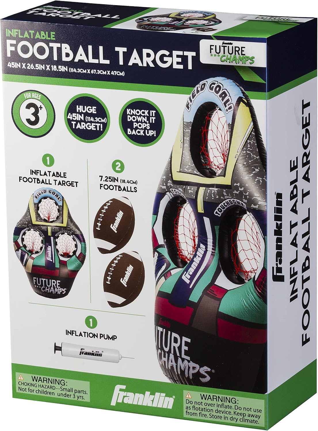 Franklin Sports Kids Football Target Toss Game - Inflatable Football Throwing Target Toy with Soft Mini Footballs - Fun Kids Football Toy Toss Game - Inflatable Indoor + Outdoor Sports Game-15