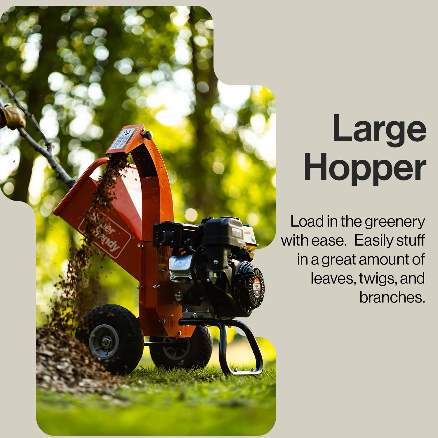 SuperHandy Mini Wood Chipper Shredder Mulcher Heavy Duty 7HP Compact Design 3" Inch Max Capacity-6